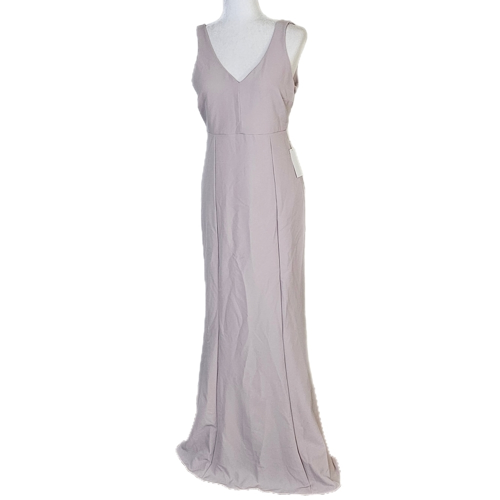 Show Me Your MuMu Morgan Pink Stretch Crepe Sleeveless V-Neck Bridesmaid Gown M - Picture 3 of 13
